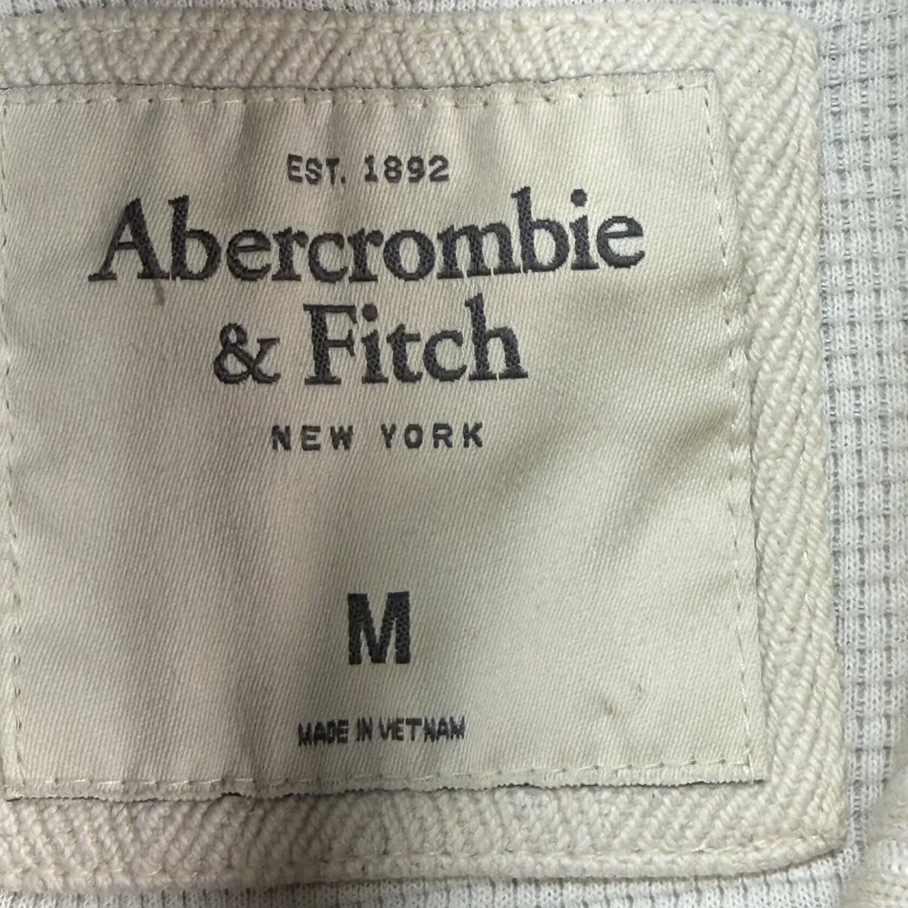 Abercrombie & Fitch Waffle Knit Thermal Sweater Mens Medium White Muscle VTG Y2K